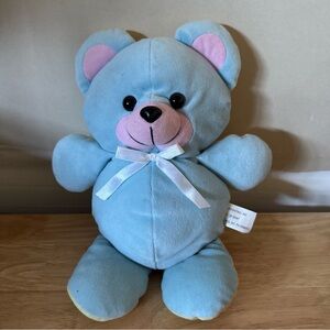 Vintage Infantino Blue Bear or Yellow Bunny Reversible 13” Plush Rattle